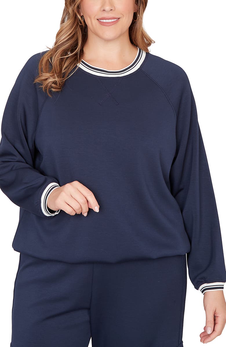 RUBY RD Bubble Hem Top, Main, color, Navy