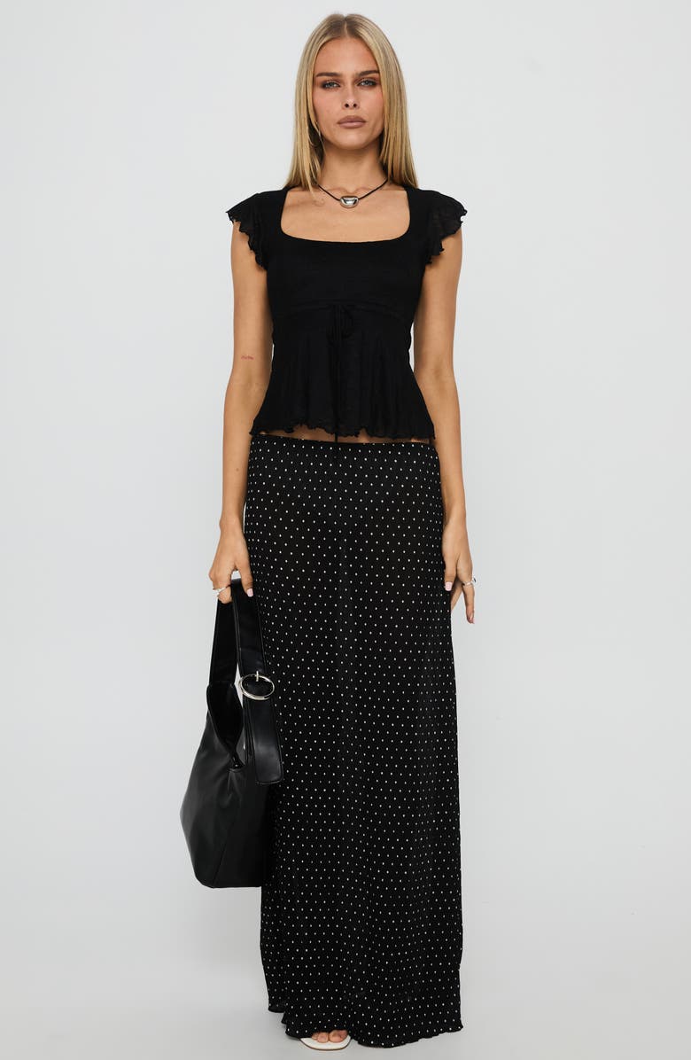 Princess Polly Auroraah Frill Babydoll Top, Alternate, color, Black