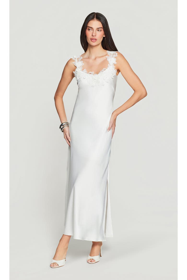 Lala Hammered Lace Combo Dress, Main, color, White