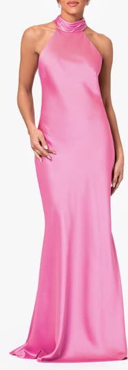 halter neck sequin maxi dress Rose Gold Halter Neck Sequin Maxi Dress main image 0