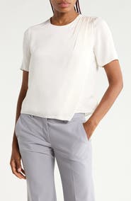 Theory Draped Shoulder Silk Top