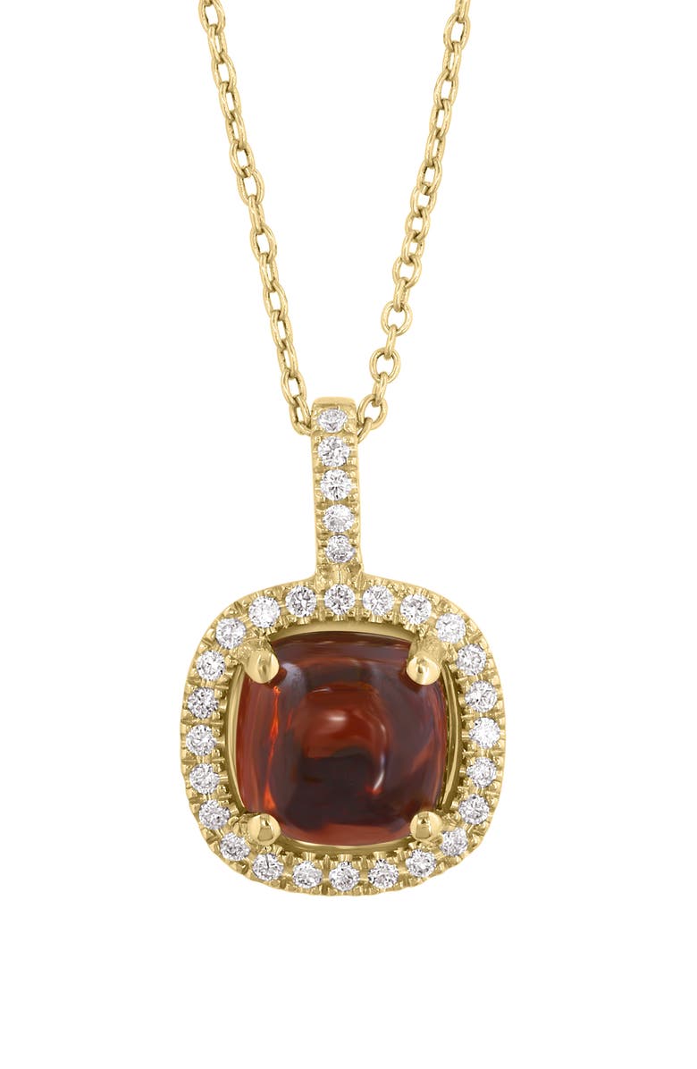 EFFY Garnet Cabochon & Diamond Halo Pendant Necklace, Main, color, Red