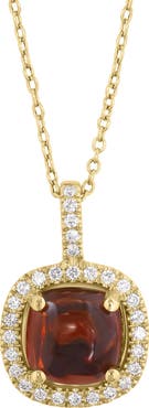 EFFY Garnet Cabochon & Diamond Halo Pendant Necklace