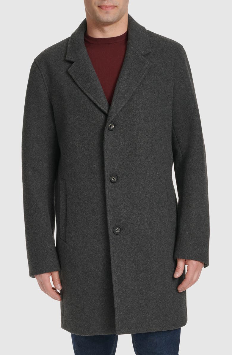 Cole Haan Regular Fit Stretch Wool Coat, Main, color, Charcoal