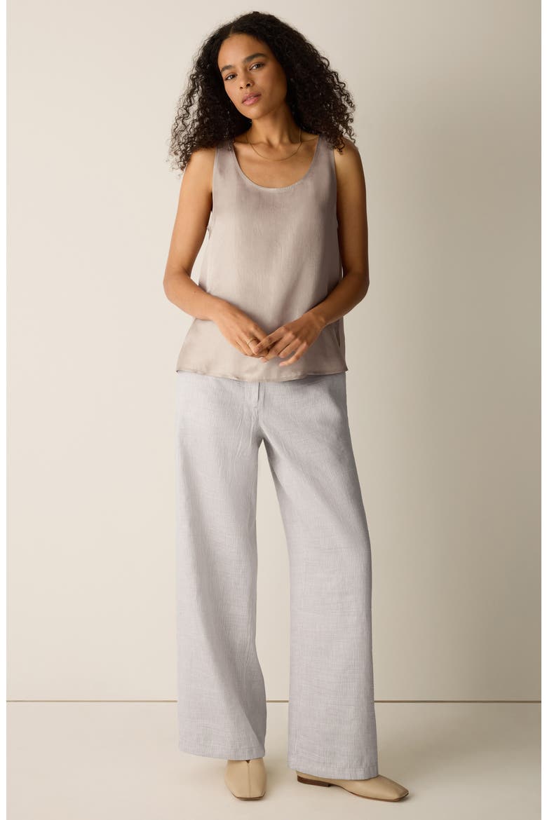 Scoop Neck Satin Tank, Alternate, color, WHEAT