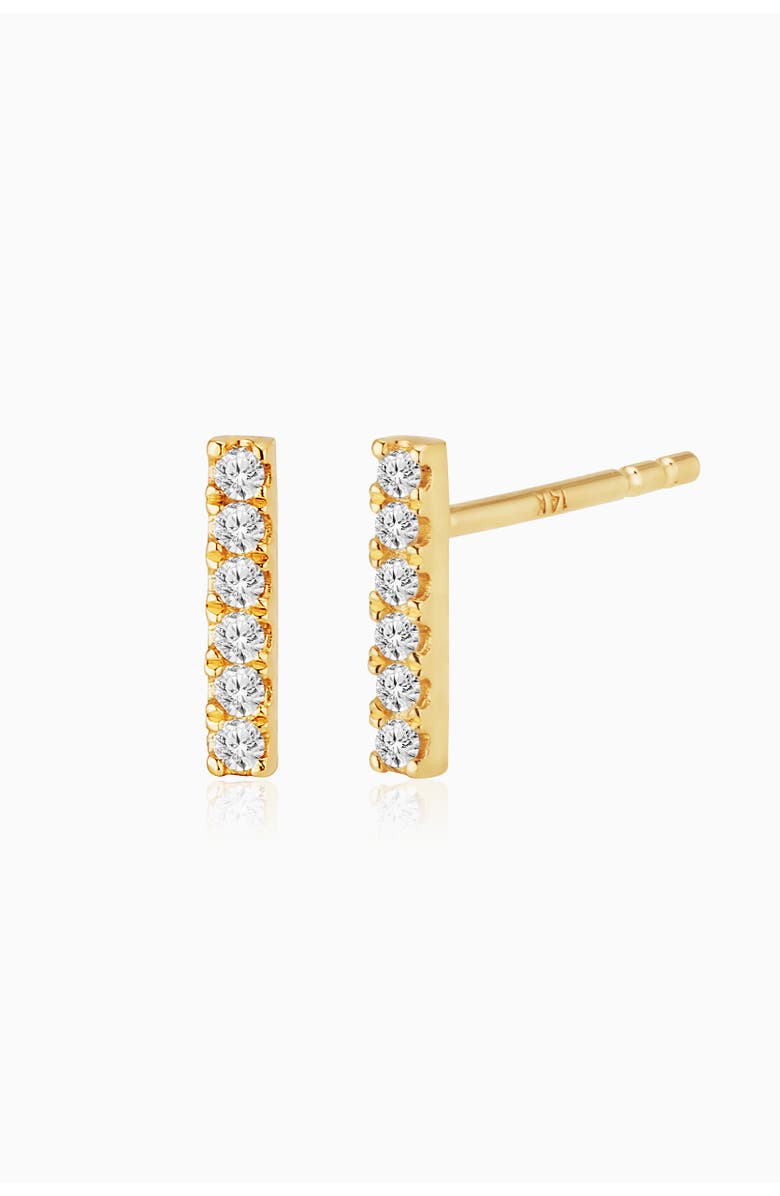 Oradina 14K Yellow Gold Brooklyn Bar Diamond Studs, Main, color, Yellow Gold