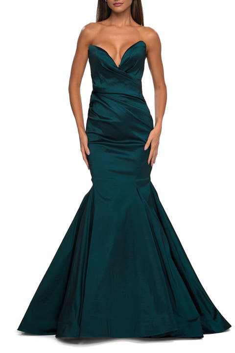 Mermaid Stretch Mikado Evening Dress with Illusion Back