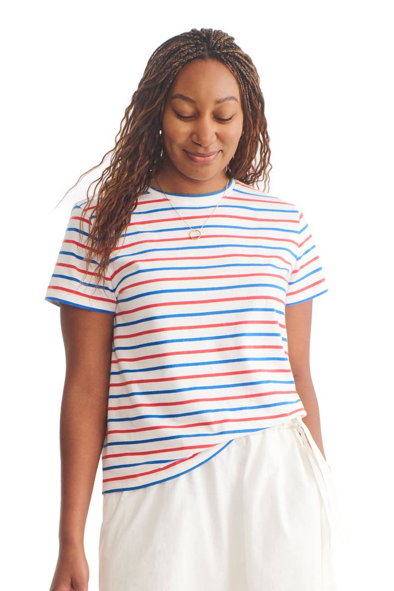 Women's Fit Stripe Easy Tee In Blueberry, Main, color, Blueberry Strawberry Stripe