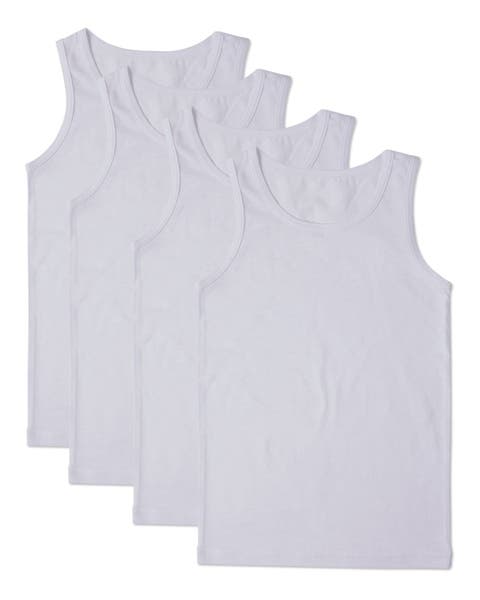 4 Pack Cotton Rich White Tank Top Undershirt (Toddler, Little Kid & Big Kid)