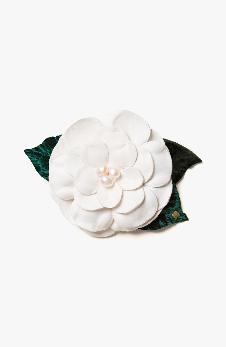 Helena Simon The Small White Gardenia Floral Brooch, Main, color, White