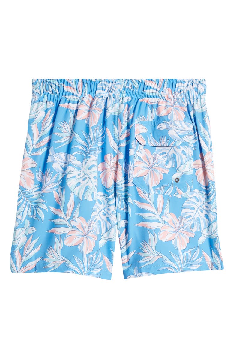 Vintage Summer Kids' Tropical Print Volley Swim Trunks, Alternate, color,