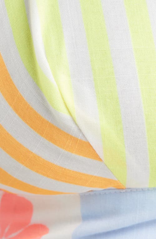 Kulani Kinis Stripe Longline Bikini Top In Hibiscus Rainbow