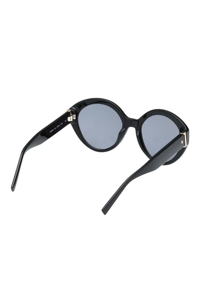 54mm Round Sunglasses, Alternate, color, SHINY BLACK / SMOKE