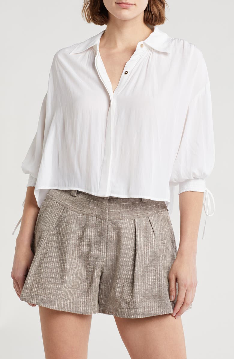 Amaia Tie Cuff Crop Button-Up Top