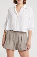 Ramy Brook Amaia Tie Cuff Crop Button-Up Top