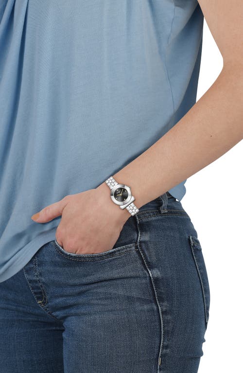 Ferragamo Gancino Bracelet Watch With Black Sunray Dial In Metallic