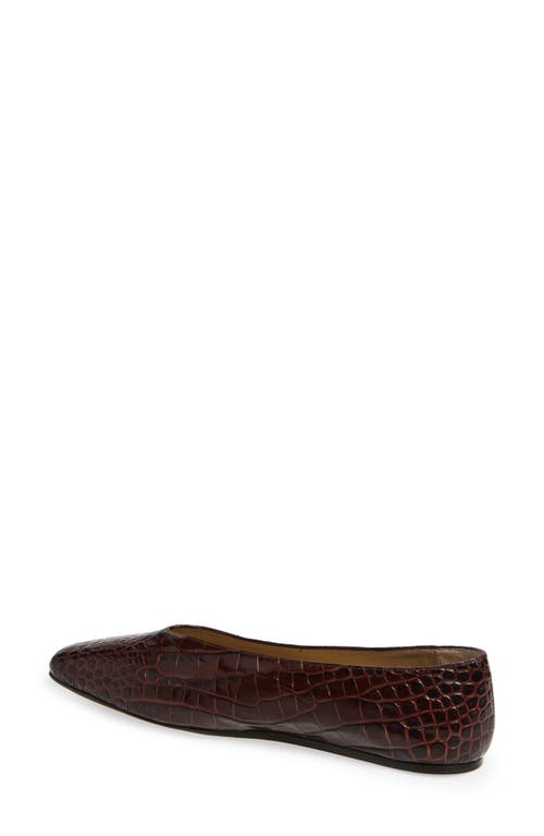 Le Monde Beryl Regency Croc Embossed Flat In Burgundy