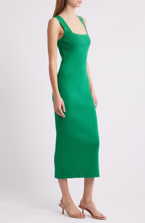 French Connection Mozza Sleeveless Rib Midi Sweater Dress In Green Tambourine