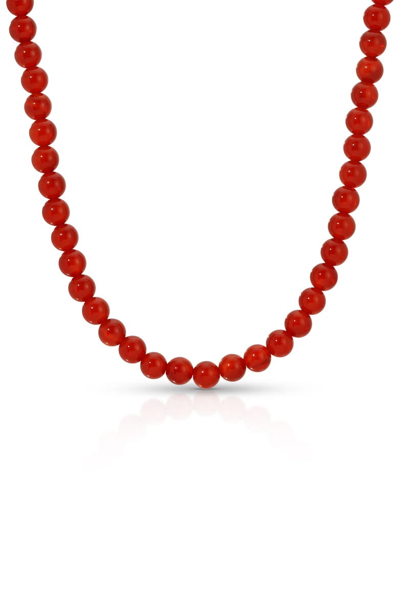 Carnelian Beaded Necklace, 6mm, Main, color, GOLD/ RED