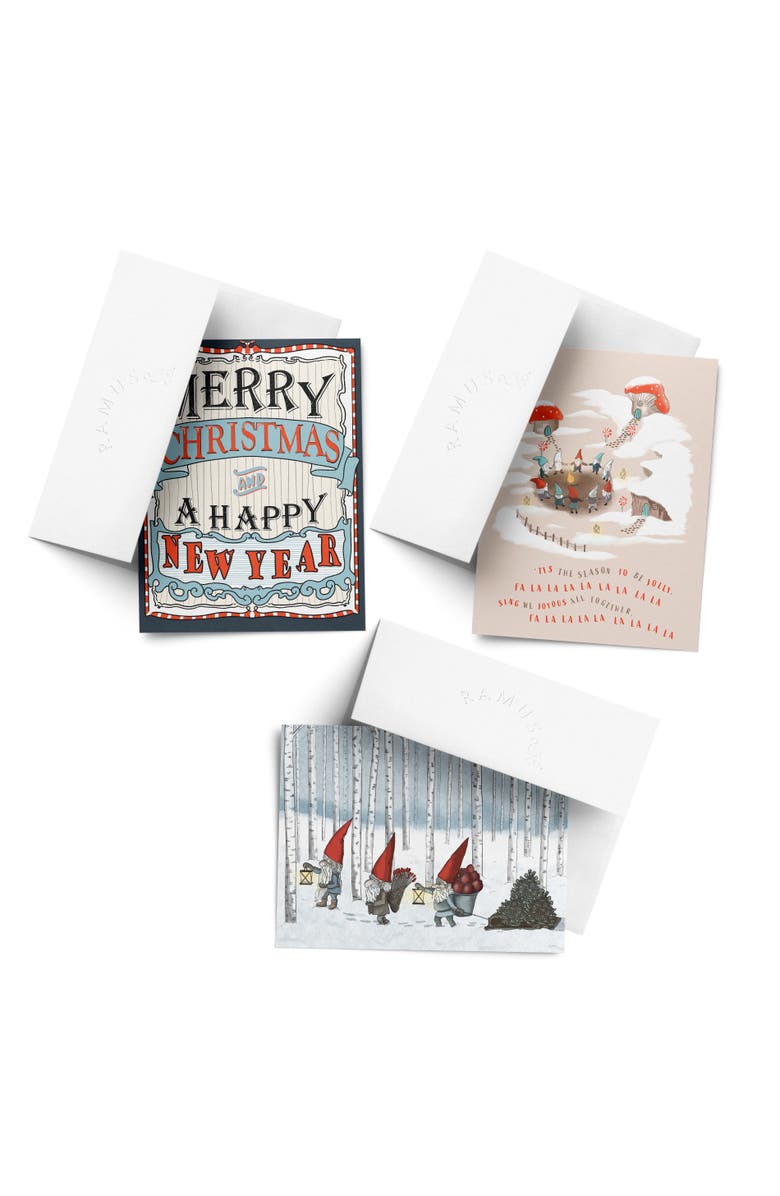 Ramus & Co Holiday Winter Card Pack (3ct, Assorted) Falalalala, Gnome, Merry Christmas and a Happy New Year, Main, color, Multi-Pack