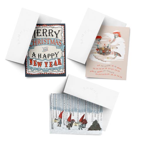 Holiday Winter Card Pack (3ct, Assorted) Falalalala, Gnome, Merry Christmas and a Happy New Year
