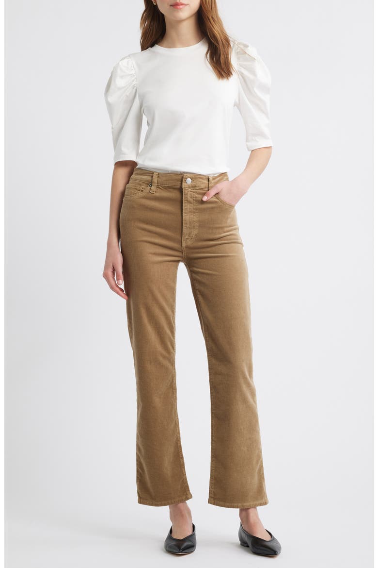 Le Sleek Corduroy Ankle Straight Leg Pants, Alternate, color, LIGHT BEIGE