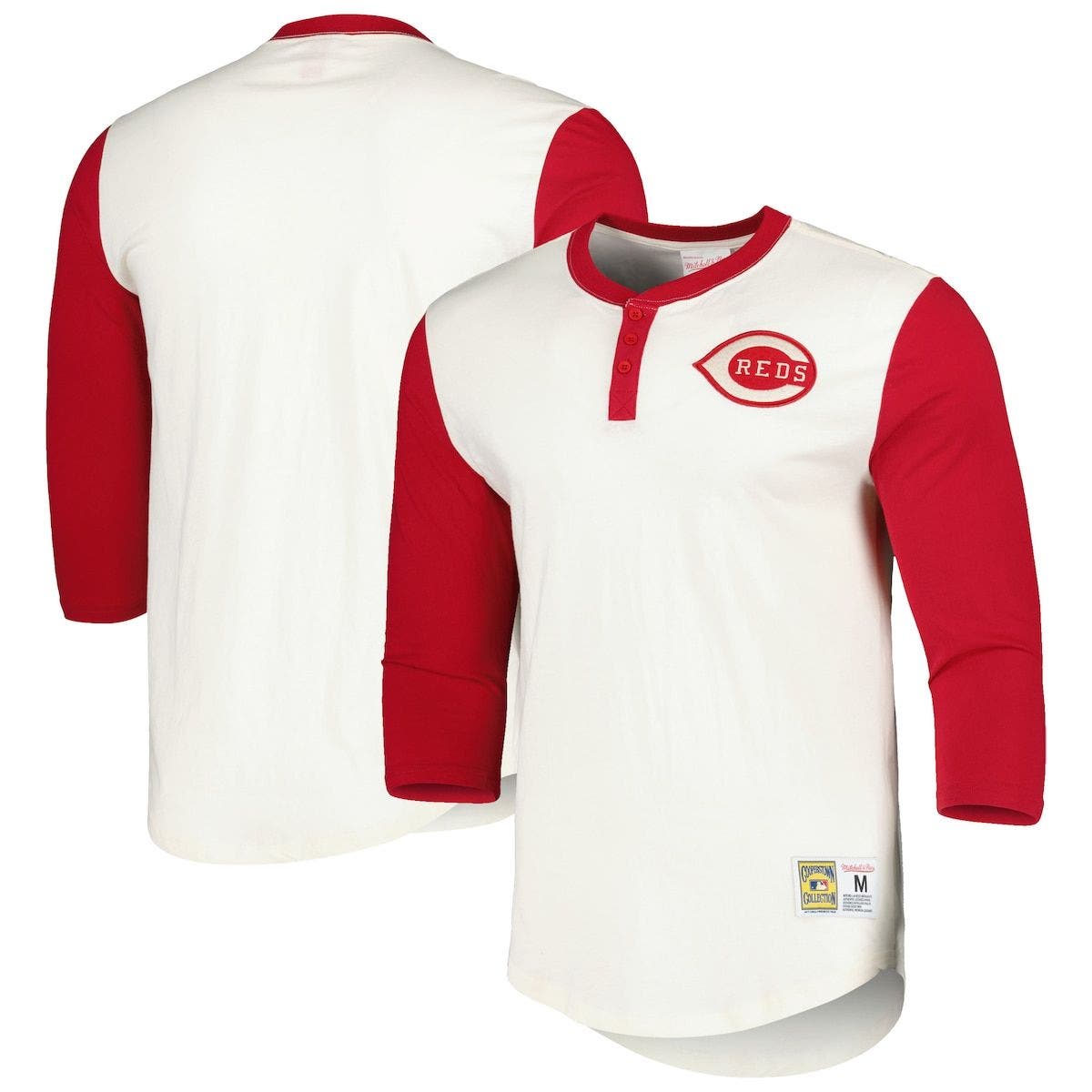 Mitchell & Ness Men's Mitchell & Ness Cream Cincinnati Reds Icon Henley ...