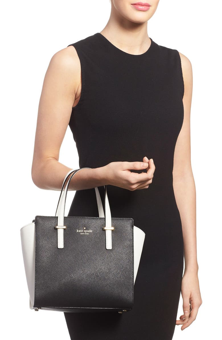 Kate Spade New York 'cedar street - small hayden' leather satchel, Alternate, color, Black/ Cement