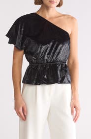 7 For All Mankind One-Shoulder Ruffle Top