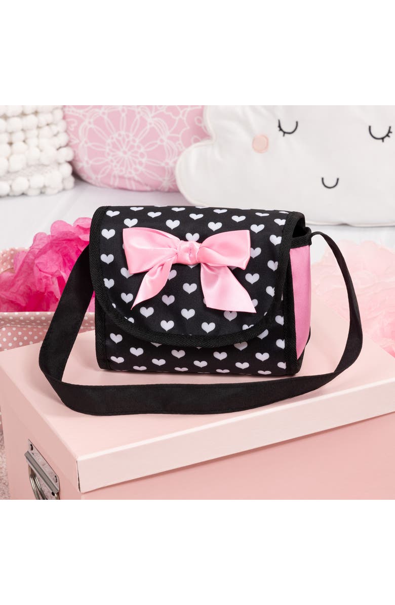 Bayer Design Trendy Doll Pramblack & Pink W/ Hearts Dolls 18", Alternate, color, Multicolored