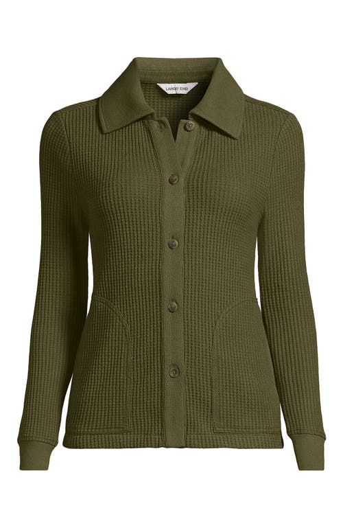 Lands' End Waffle Relaxed Long Sleeve Shirt Jacket In Animal Print
