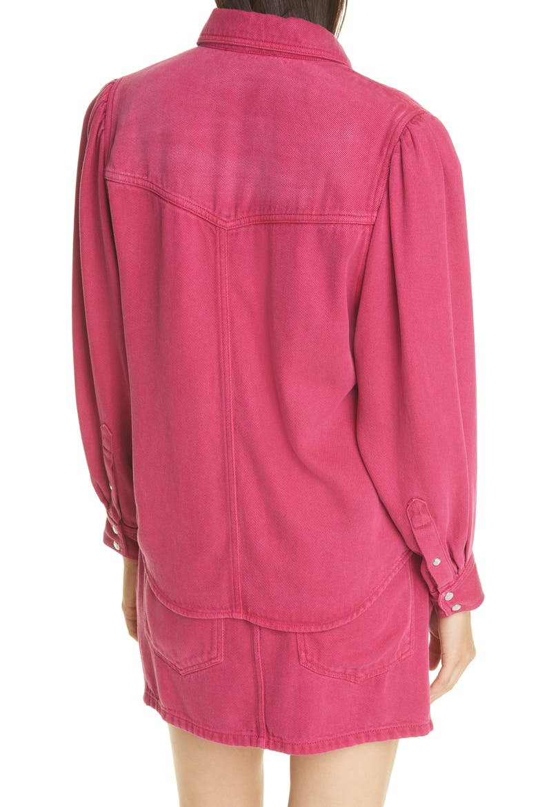 Tahisli Denim Shirt, Alternate, color, RASPBERRY
