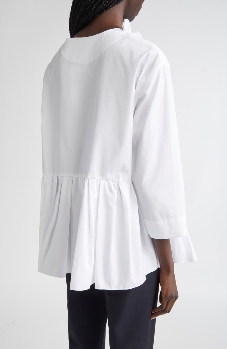 Max Mara Musa Flounce Detail Washed Cotton Poplin Shirt, Alternate, color, Optical White