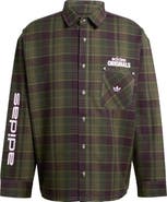 adidas Duck Graphic Distressed Plaid Cotton Flannel Button-Up Shirt