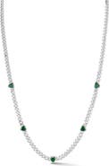 SPHERA MILANO Cubic Zirconia Heart Station Curb Chain Necklace