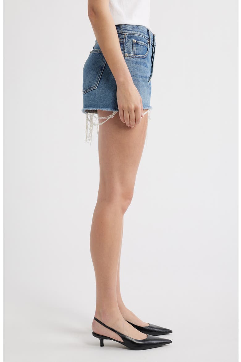 The Hang Frayed Hem Denim Shorts, Alternate, color, DELILAH