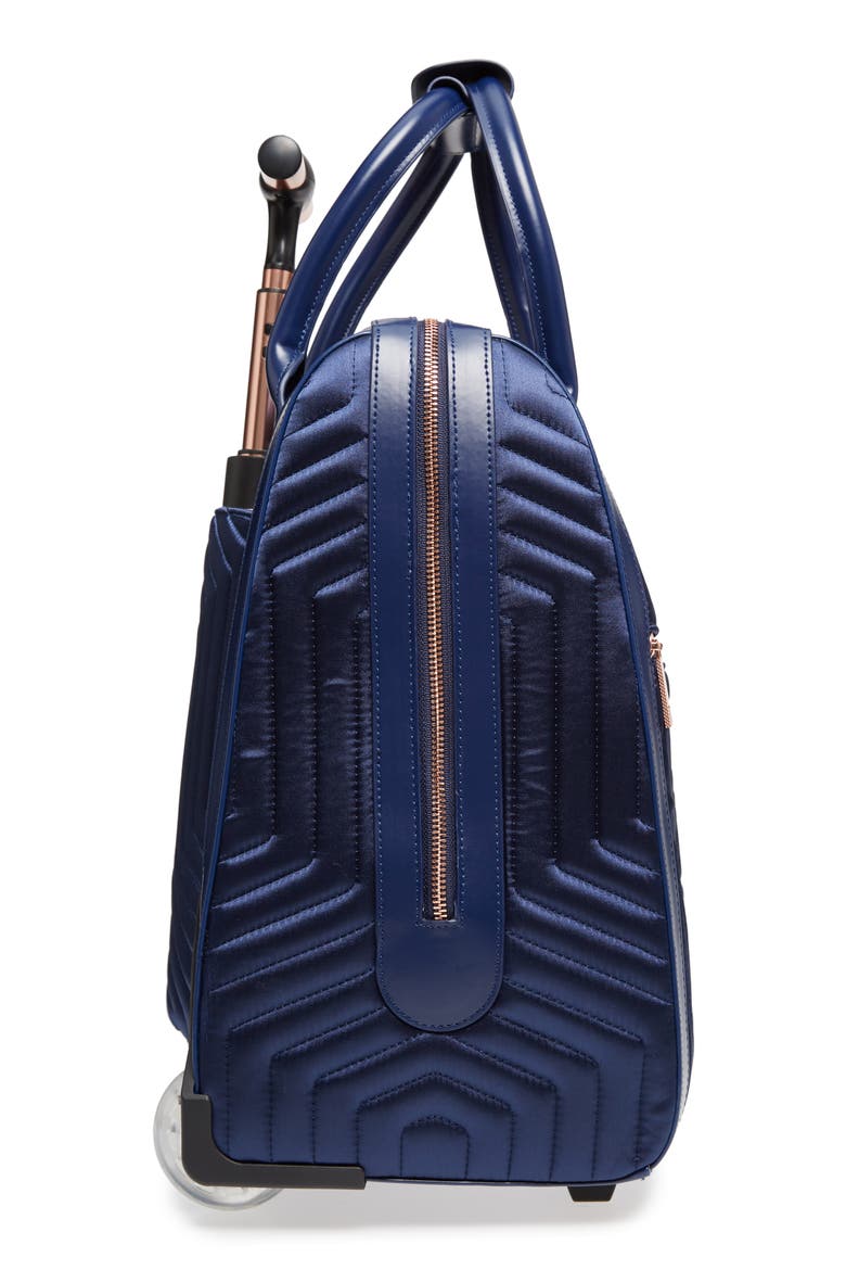 Anisee Quilted Wheeled Travel Bag, Alternate, color, NAVY