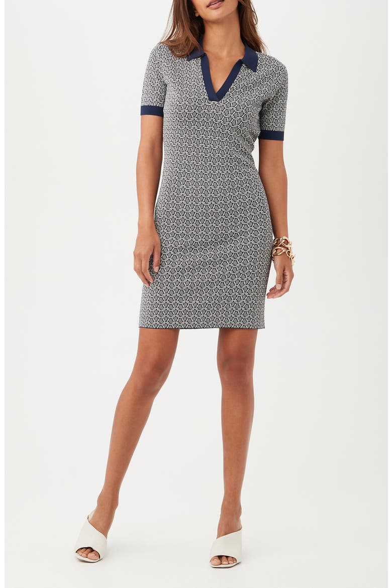 Chula Vista Short Sleeve Sweater Dress, Main, color, INDIGO/ WHITEWASH