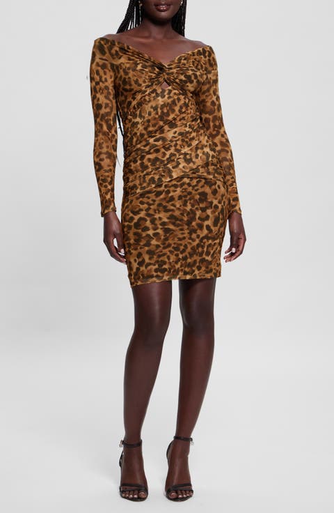 Kendall Leopard Print Long Sleeve Minidress