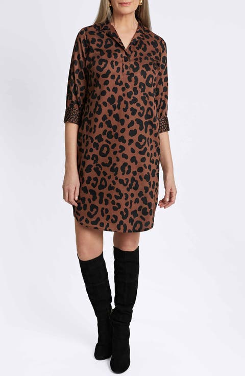 Sloane Animal Print Popover Shirtdress