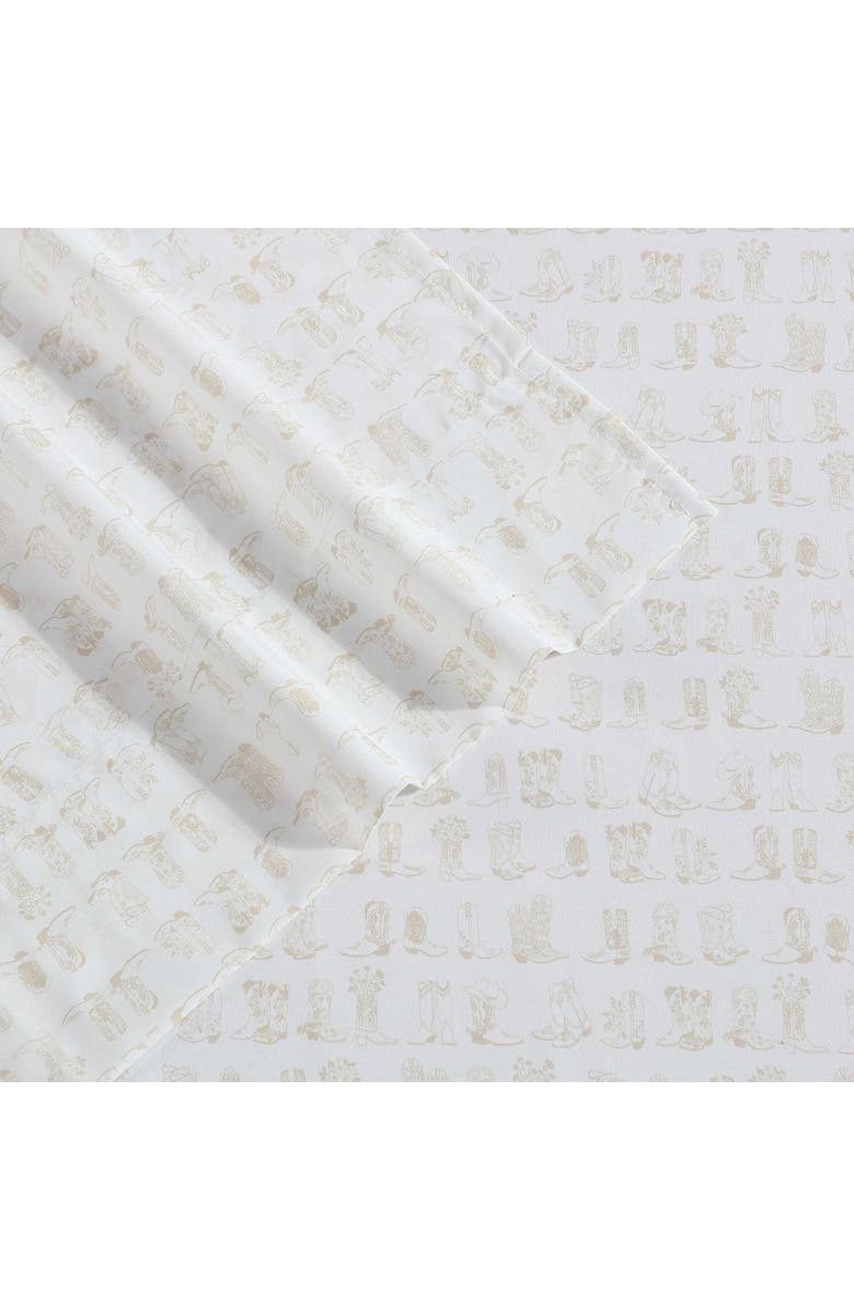 Wrangler Line Dance Print Microfiber Sheet Set, Alternate, color, Light Beige