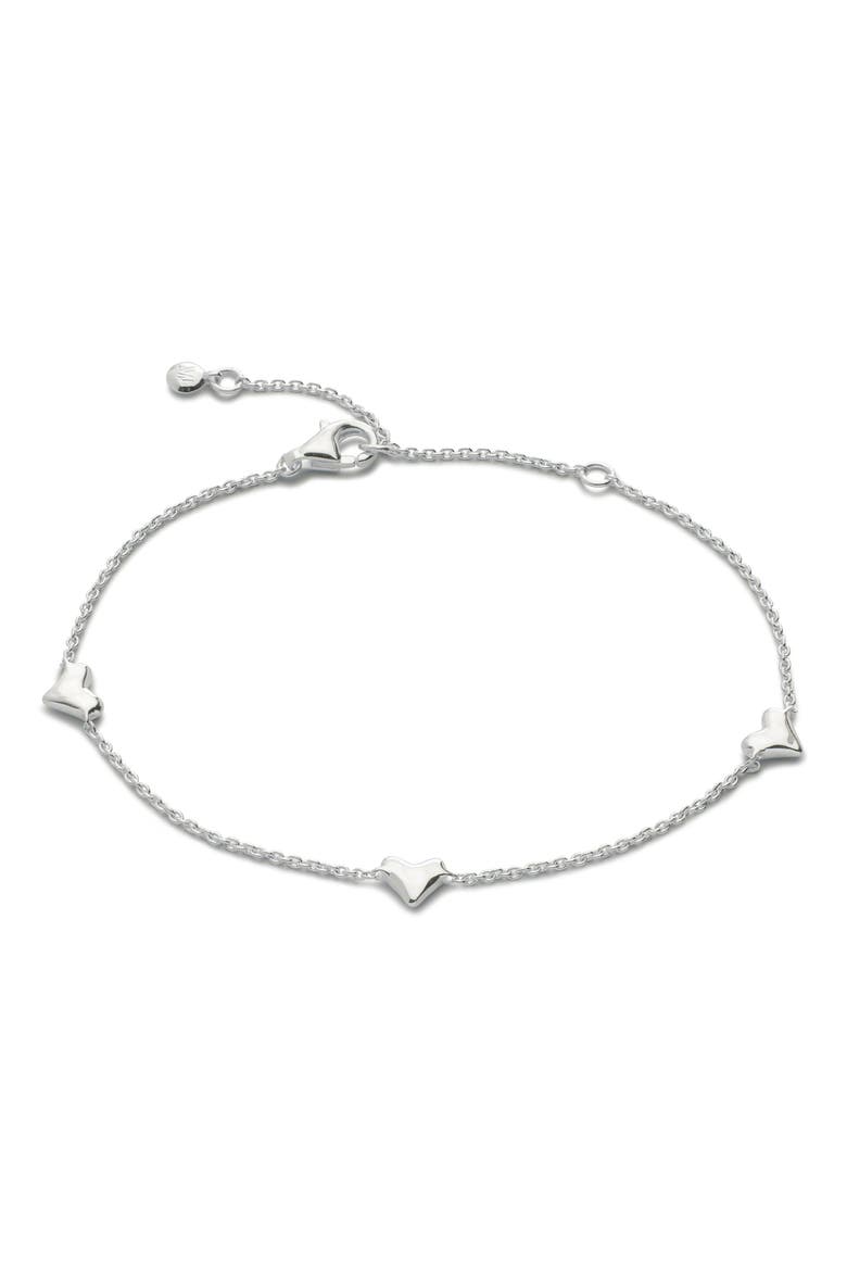 Heart Station Bracelet, Main, color, STERLING SILVER