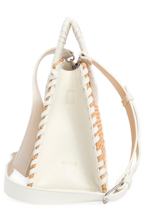 Bcbg Wicker Whipstitched Top Handle Bag In Natural/white