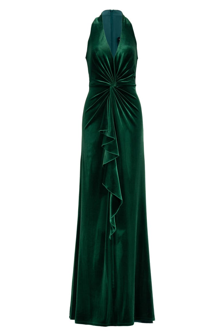 Center Twist Sleeveless Velvet Gown, Alternate, color, PINE
