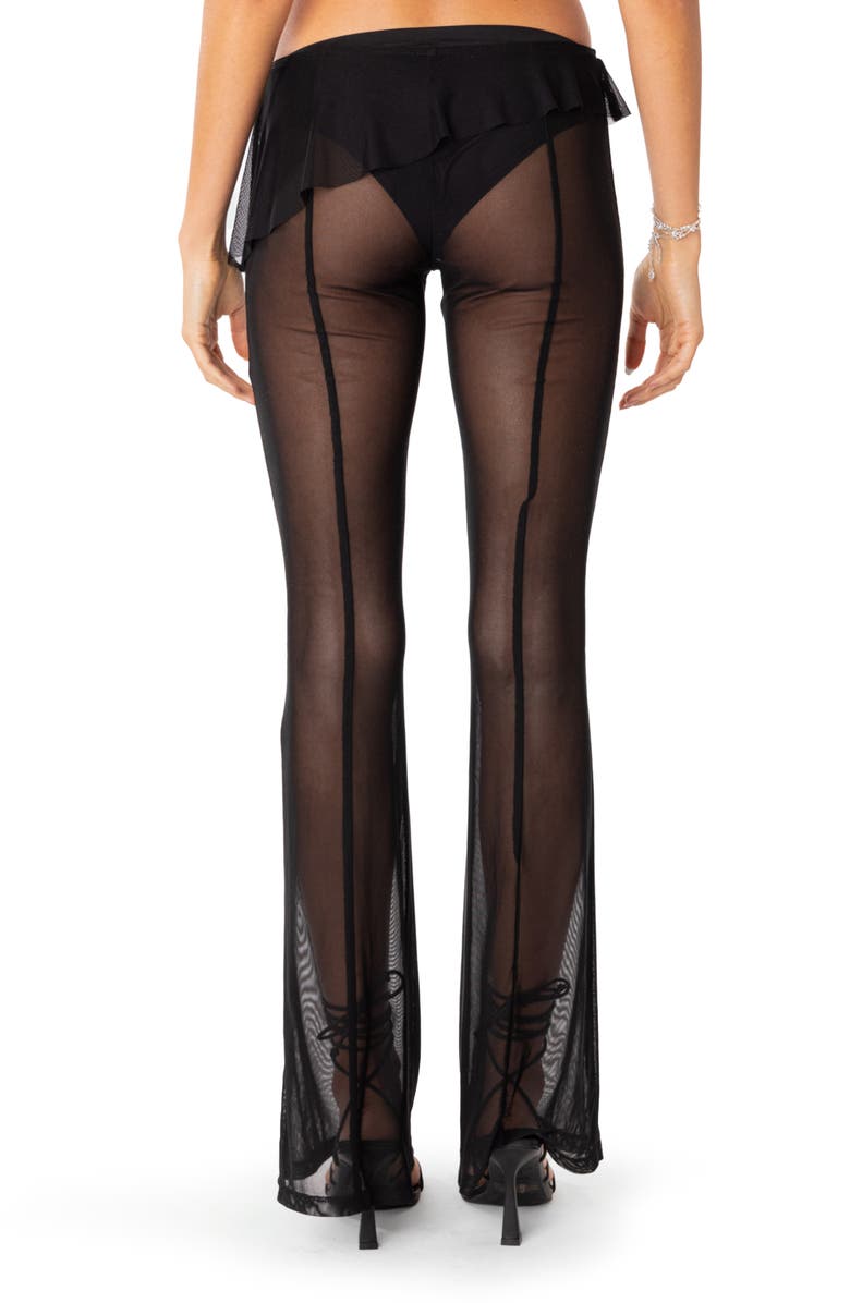 EDIKTED Carsen Ruffle Sheer Mesh Pants, Alternate, color, 