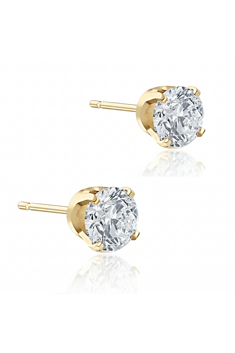 1 Carat (ctw) Diamond Studs in 14k or Gold Lab Grown, Alternate, color, 14k Yellow Gold