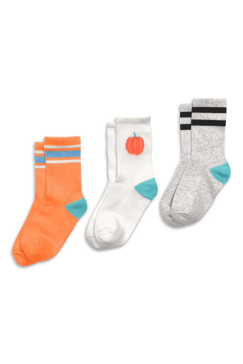 Kids Athletic Sock 3-Pack In Halloween Mix, Main, color, Pumpkin Mix