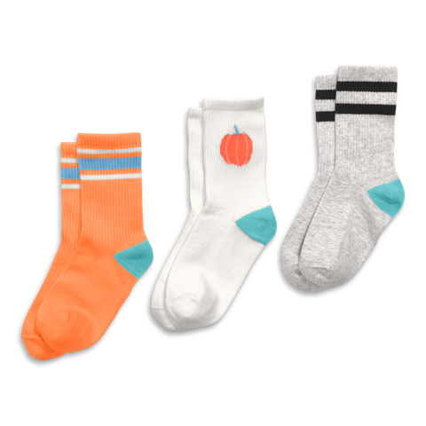 Kids Athletic Sock 3-Pack In Halloween Mix