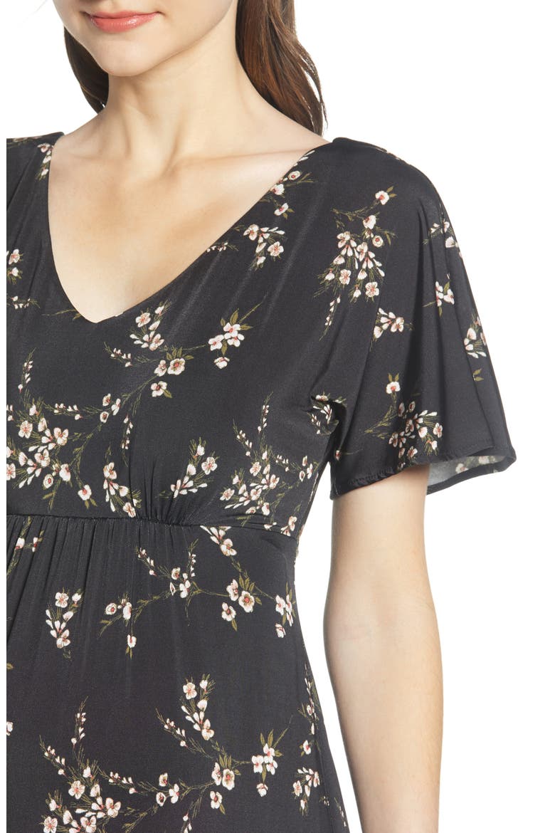 Floral Maternity Maxi Dress, Alternate, color, BLACK