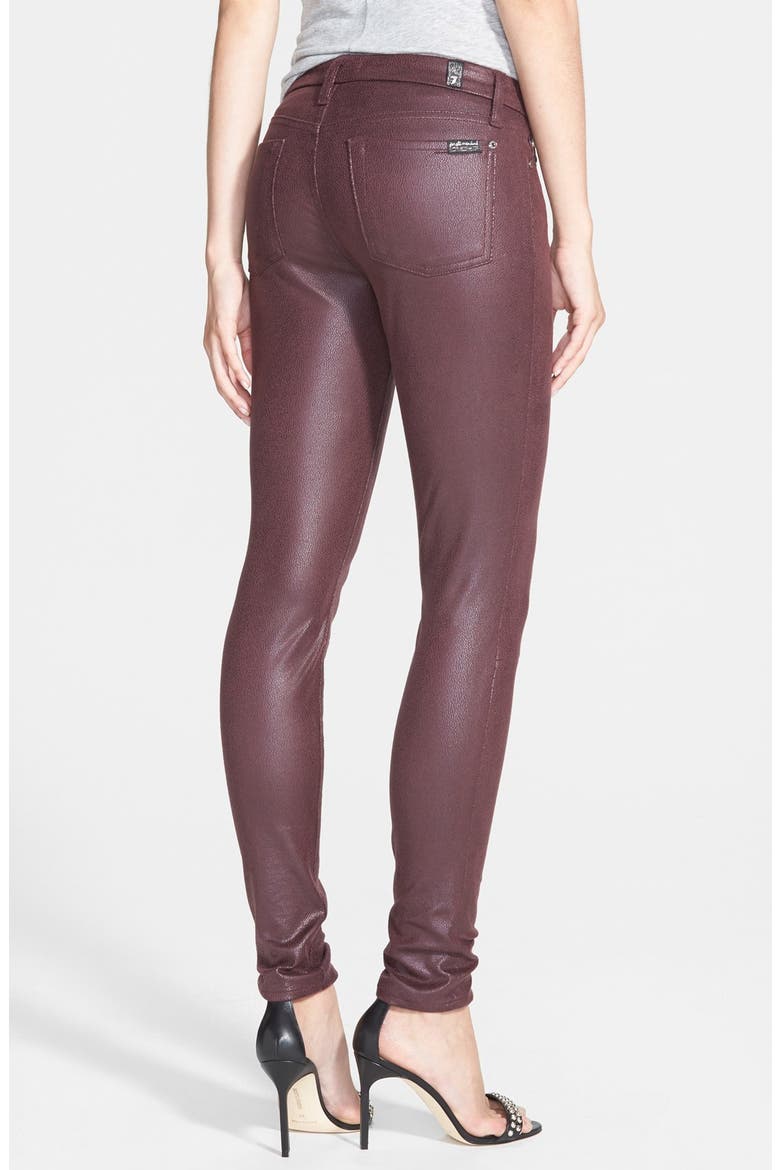 7 For All Mankind® 'The Skinny' Faux Leather Skinny Pants, Alternate, color, BURGUNDY CRACKLE